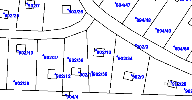 Parcela st. 902/10 v KÚ Homole, Katastrální mapa