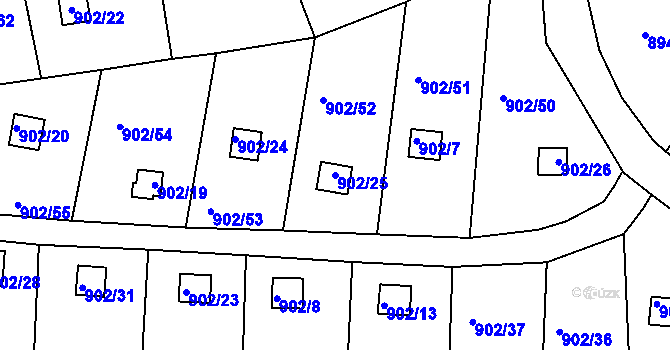 Parcela st. 902/25 v KÚ Homole, Katastrální mapa