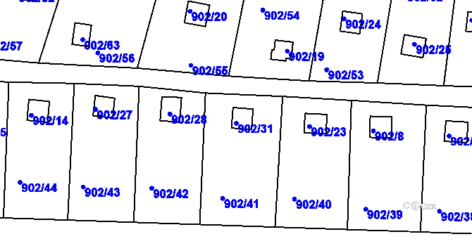 Parcela st. 902/31 v KÚ Homole, Katastrální mapa