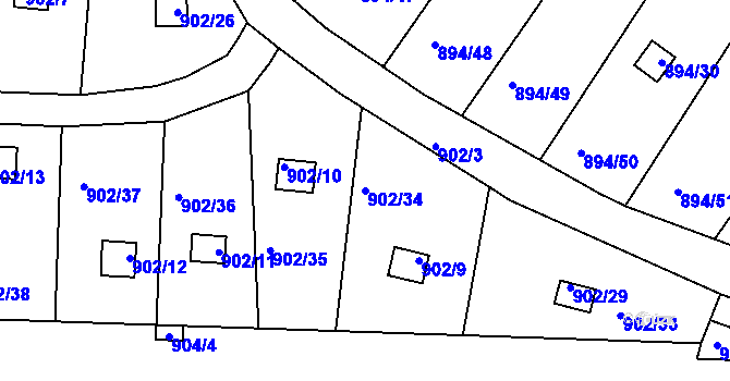 Parcela st. 902/34 v KÚ Homole, Katastrální mapa