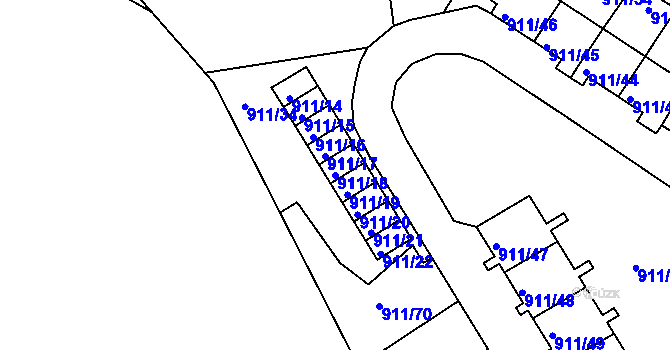 Parcela st. 911/18 v KÚ Homole, Katastrální mapa