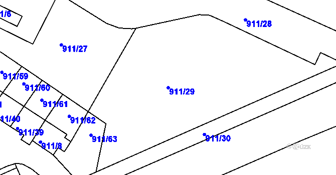 Parcela st. 911/29 v KÚ Homole, Katastrální mapa