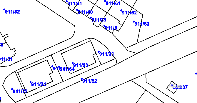 Parcela st. 911/31 v KÚ Homole, Katastrální mapa