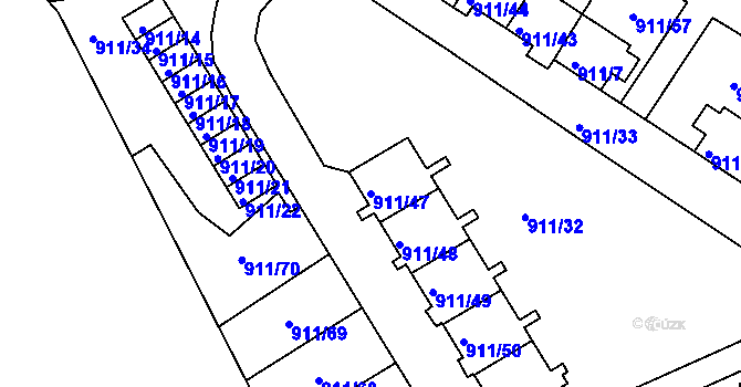 Parcela st. 911/47 v KÚ Homole, Katastrální mapa