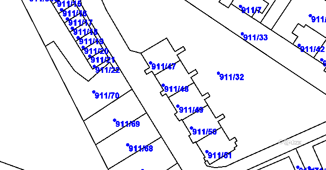 Parcela st. 911/48 v KÚ Homole, Katastrální mapa