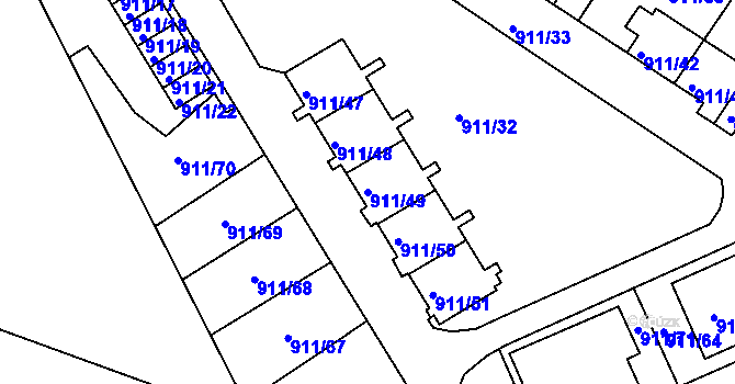 Parcela st. 911/49 v KÚ Homole, Katastrální mapa