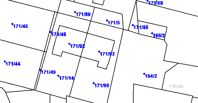 Parcela st. 171/93 v KÚ Homole, Katastrální mapa