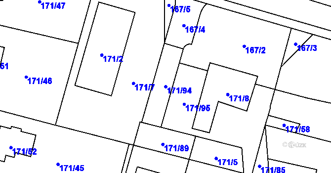 Parcela st. 171/94 v KÚ Homole, Katastrální mapa