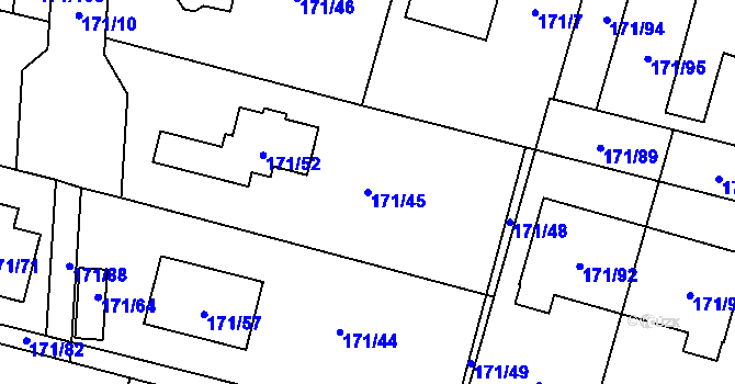 Parcela st. 171/45 v KÚ Homole, Katastrální mapa