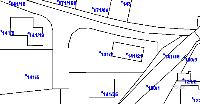 Parcela st. 141/2 v KÚ Homole, Katastrální mapa