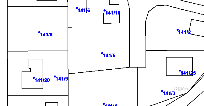 Parcela st. 141/5 v KÚ Homole, Katastrální mapa