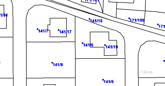 Parcela st. 141/6 v KÚ Homole, Katastrální mapa