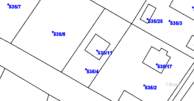 Parcela st. 535/11 v KÚ Homole, Katastrální mapa