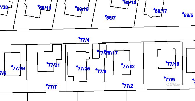 Parcela st. 77/26 v KÚ Homole, Katastrální mapa