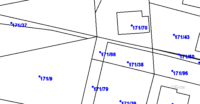 Parcela st. 171/98 v KÚ Homole, Katastrální mapa