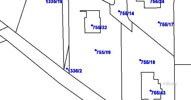 Parcela st. 755/19 v KÚ Homole, Katastrální mapa