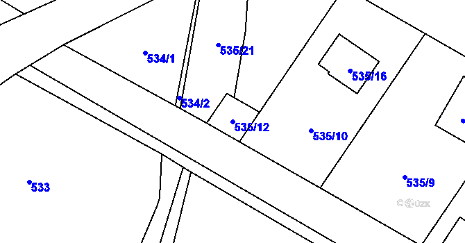 Parcela st. 535/12 v KÚ Homole, Katastrální mapa