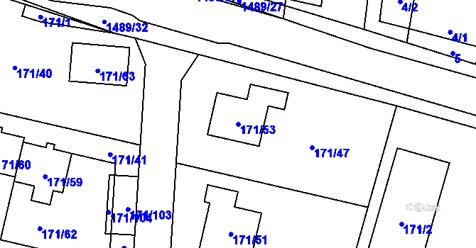 Parcela st. 171/53 v KÚ Homole, Katastrální mapa