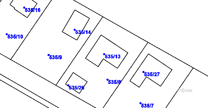 Parcela st. 535/13 v KÚ Homole, Katastrální mapa