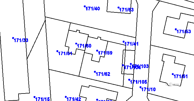 Parcela st. 171/59 v KÚ Homole, Katastrální mapa