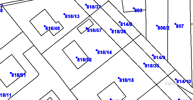 Parcela st. 818/14 v KÚ Homole, Katastrální mapa
