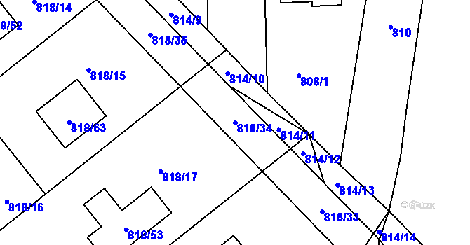 Parcela st. 818/34 v KÚ Homole, Katastrální mapa