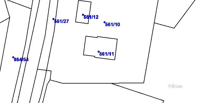 Parcela st. 561/11 v KÚ Homole, Katastrální mapa