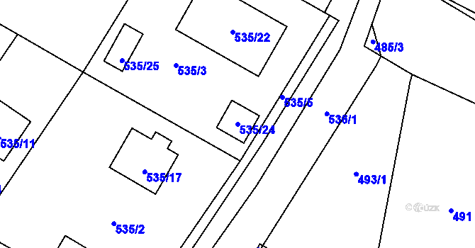 Parcela st. 535/24 v KÚ Homole, Katastrální mapa