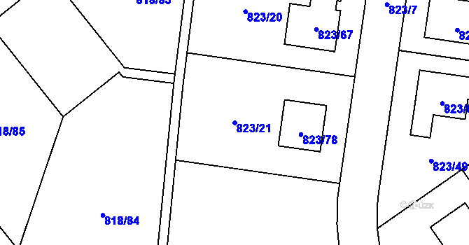 Parcela st. 823/21 v KÚ Homole, Katastrální mapa