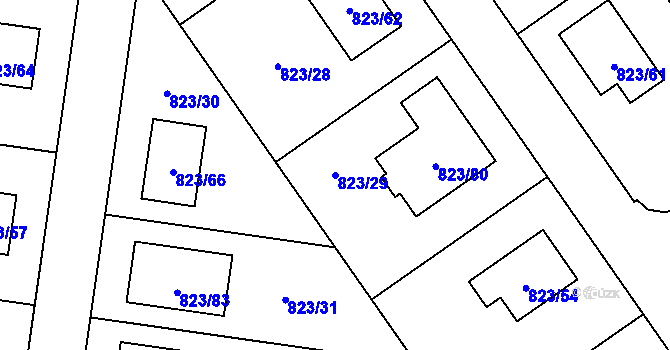Parcela st. 823/29 v KÚ Homole, Katastrální mapa