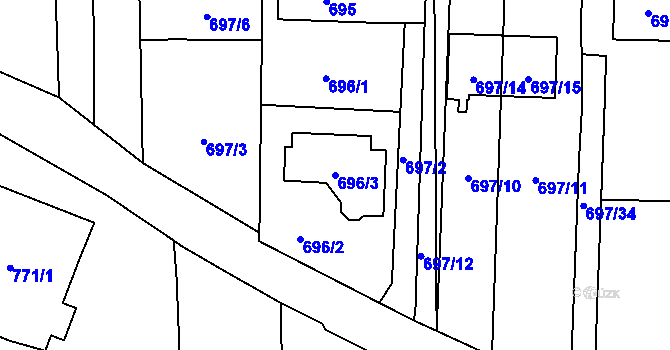 Parcela st. 696/3 v KÚ Homole, Katastrální mapa