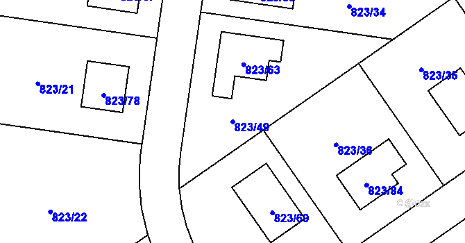 Parcela st. 823/49 v KÚ Homole, Katastrální mapa