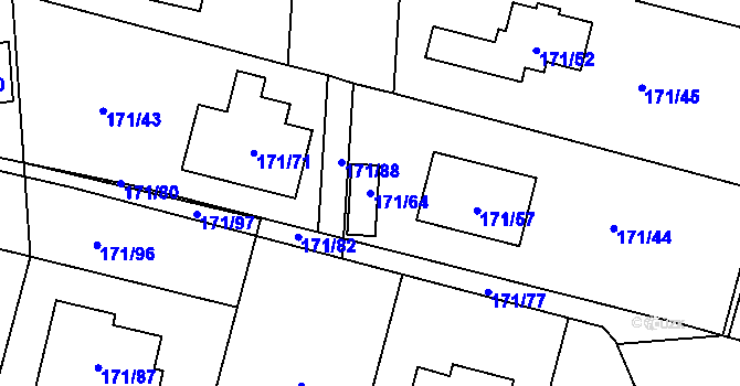Parcela st. 171/64 v KÚ Homole, Katastrální mapa