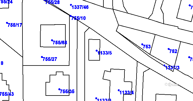 Parcela st. 1133/5 v KÚ Homole, Katastrální mapa