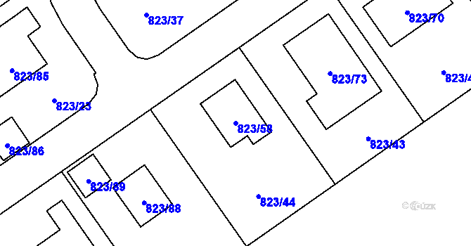 Parcela st. 823/58 v KÚ Homole, Katastrální mapa