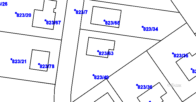 Parcela st. 823/63 v KÚ Homole, Katastrální mapa