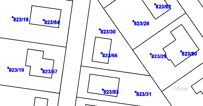 Parcela st. 823/66 v KÚ Homole, Katastrální mapa