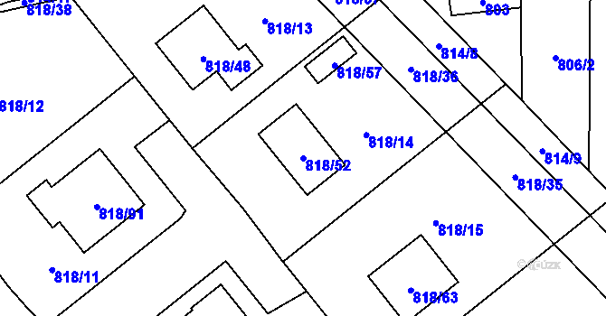 Parcela st. 818/52 v KÚ Homole, Katastrální mapa