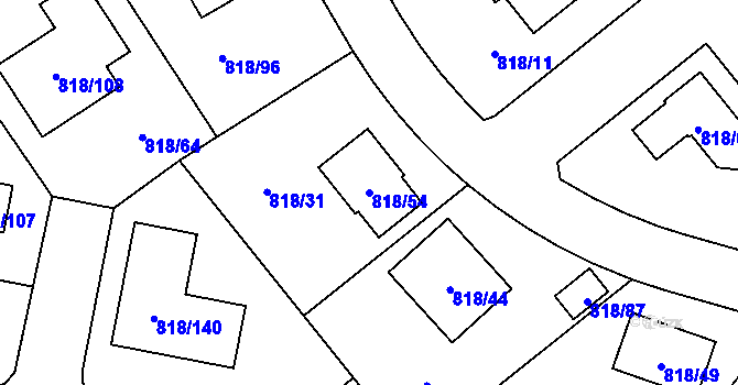 Parcela st. 818/54 v KÚ Homole, Katastrální mapa