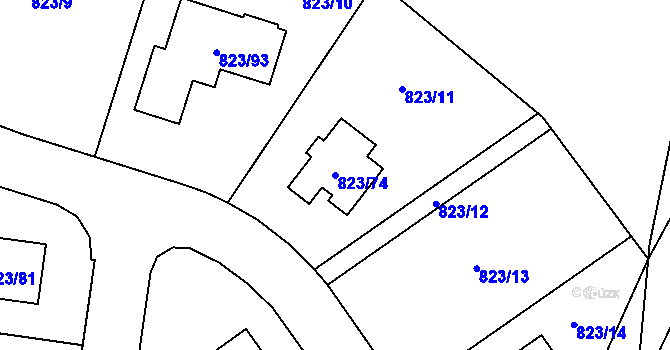Parcela st. 823/74 v KÚ Homole, Katastrální mapa
