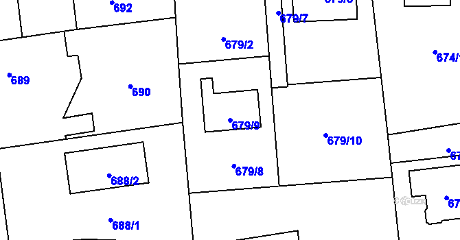 Parcela st. 679/9 v KÚ Homole, Katastrální mapa