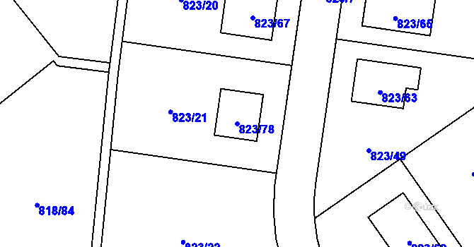 Parcela st. 823/78 v KÚ Homole, Katastrální mapa