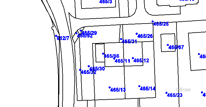 Parcela st. 465/56 v KÚ Homole, Katastrální mapa