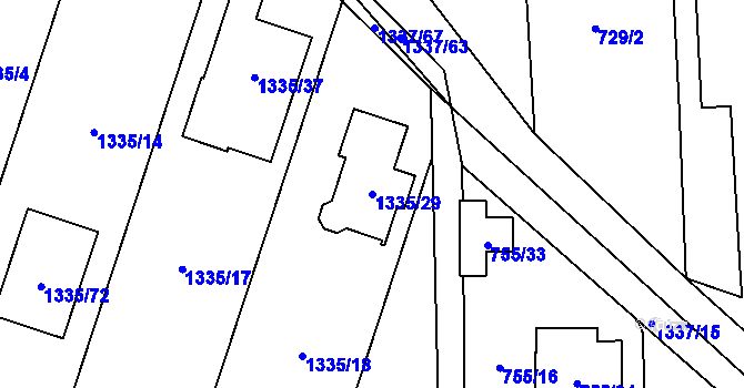 Parcela st. 1335/29 v KÚ Homole, Katastrální mapa