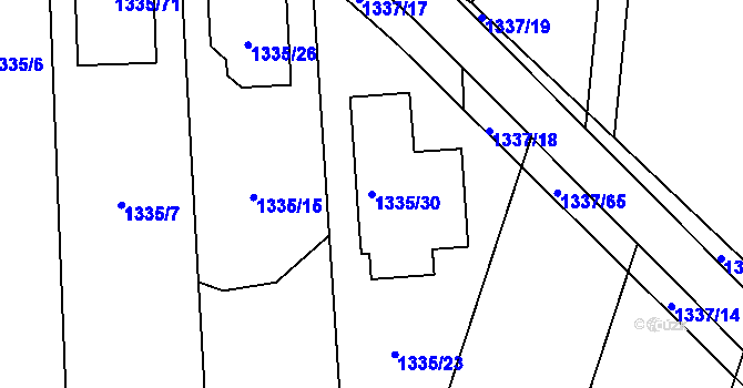 Parcela st. 1335/30 v KÚ Homole, Katastrální mapa