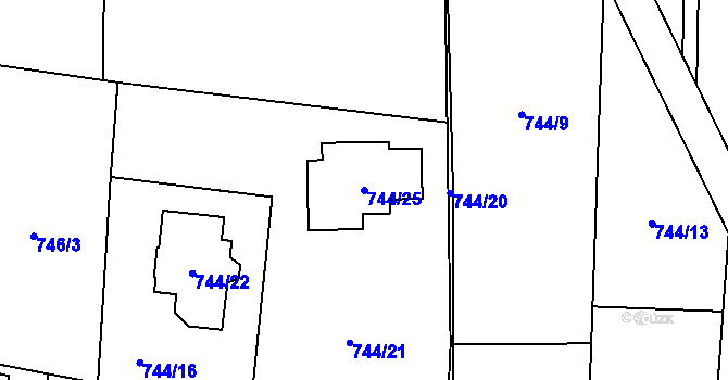 Parcela st. 744/25 v KÚ Homole, Katastrální mapa