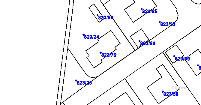 Parcela st. 823/79 v KÚ Homole, Katastrální mapa
