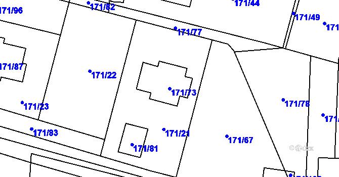 Parcela st. 171/73 v KÚ Homole, Katastrální mapa