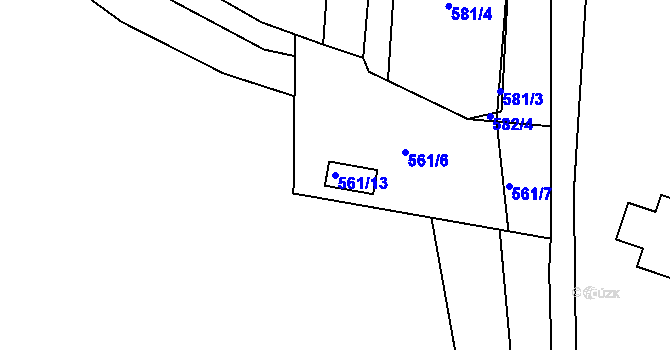 Parcela st. 561/13 v KÚ Homole, Katastrální mapa