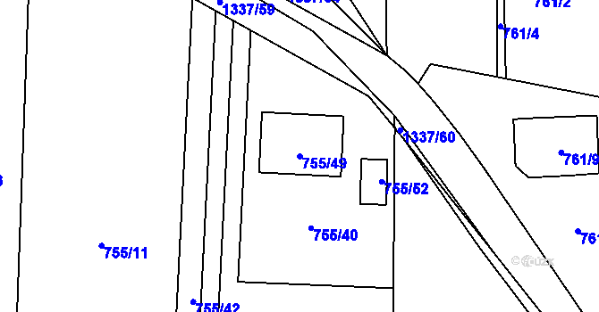 Parcela st. 755/49 v KÚ Homole, Katastrální mapa
